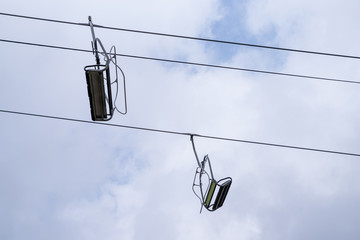 Chair lift in winter resort