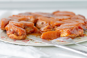A plate with apple tarte tatin.