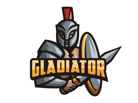 Gladiator logo. Vector format, available for editing. Full-color version. White background.