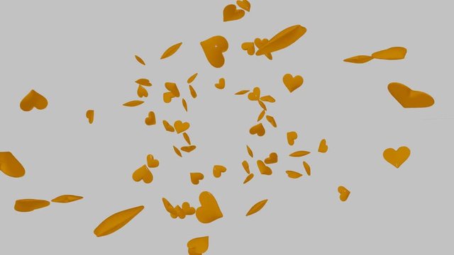 Lluvia de corazones naranjas. V&iacute;deo 3D Blender