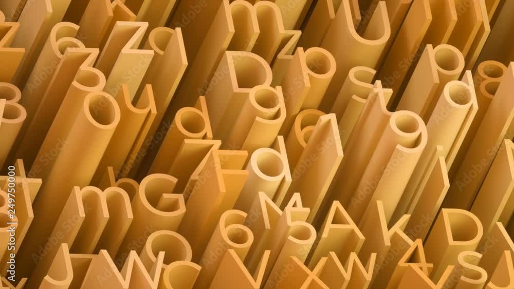 Poster random 3d yellow letters and numbers animated background