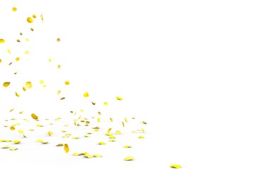 Small rose petals fly and fall to the floor