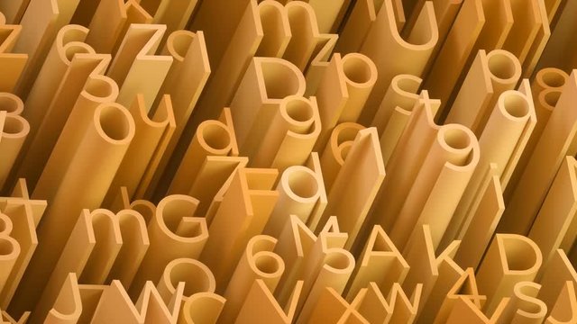 Random 3d yellow letters and numbers animated background