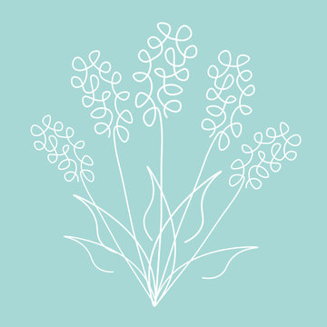 Spring flowers one line drawing, vector illustration.