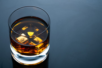 whiskey glass and whiskey