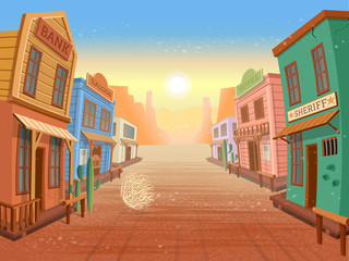 Fototapeta na wymiar Western town.Vector illustration in cartoon style 
