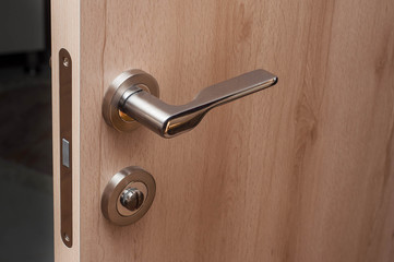 Wooden door handle with lock