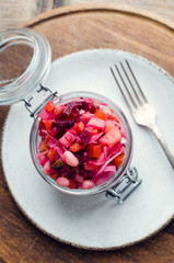 Vinaigrette salad with fermented vegetables and beetroot