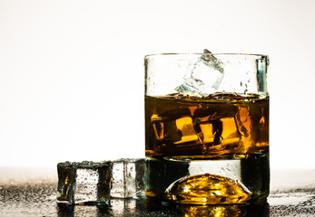 whiskey glass and whiskey