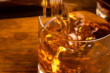 whiskey glass and whiskey