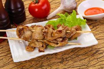 Chicken skin skewer