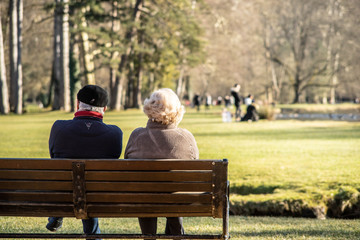 Elderly couple watching the park
