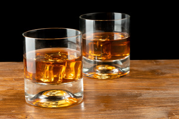 whiskey glass and whiskey