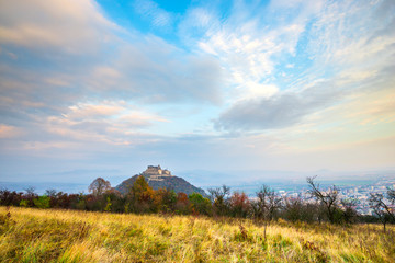 Clouds at the sunset on the Deva citadel