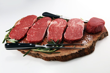 Steak raw. Barbecue Rib Eye Steak, dry Aged Wagyu Entrecote Steak.