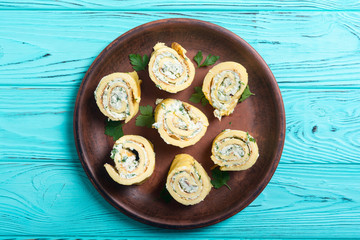 Homemade Eggs omelet rolls