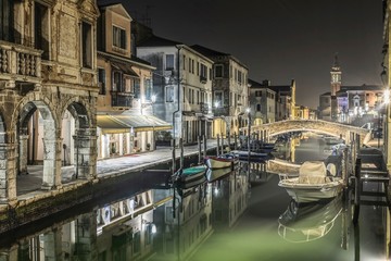 City of Chioggia, the little Venice at night