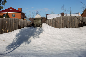 snow-covered fence