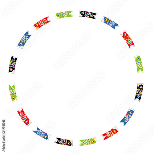 こいのぼりの円形フレーム カラー 鯉のぼりのイラスト 端午の節句のイメージ Wall Mural Globeds