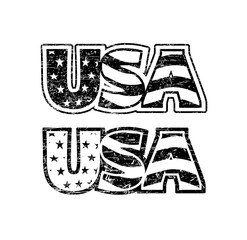 USA inscription shabby grunge style texture.