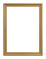 Golden frame for paintings, mirrors or photo isolated on white background