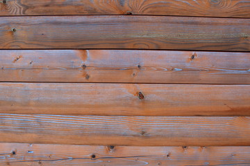 Obraz premium Background of wooden planks arranged horizontally.