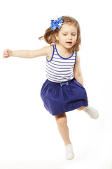 girl jumps on a white background
