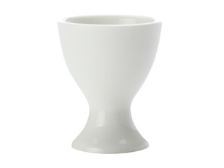 White blank empty egg cup isolated on white background. Side view.