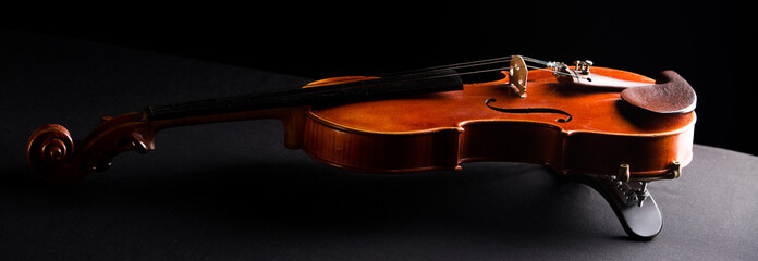 retro violin on a black background