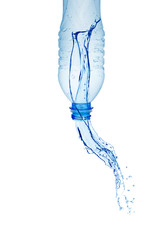 water splash out of plastic bottle isolated