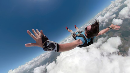 Skydiver selfie with a fish eye lens