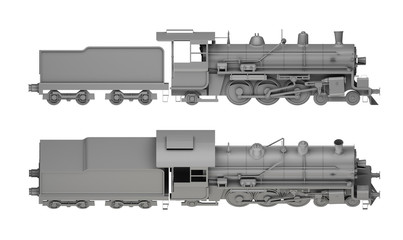 gray locomotive isolated on white