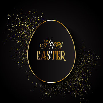 Elegant Easter Background With Egg Shape On Glitter