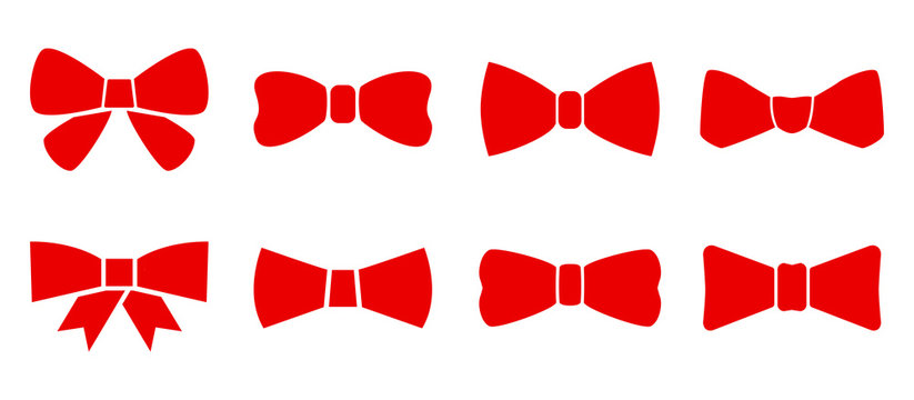 Set bow tie or neck tie simple icons isolated. Elegant silk neck bow. Vip event accessory – vector