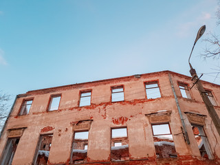 Old architectural building. Old ruined architectural building.Architecture vintage close-up
