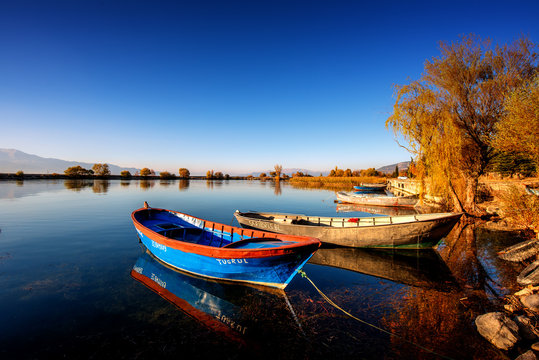 Egirdir, Isparta - Turkey. November 23, 2015. Egirdir Lake and Fisherman Life, Isparta - Turkey.