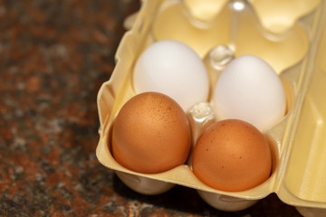 Four eggs in styrofoam carton