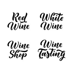 Wine hand drawn calligraphy lettering set. Vector typography label or package design elements
