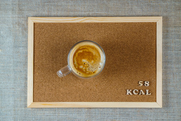 calorie content of coffee products with milk and sugar 58 kcal 100 grams diet