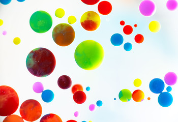 Nice color bubbles on white background abstract