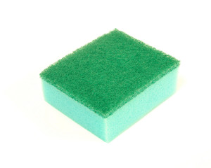 Dish washing sponge isolated white background