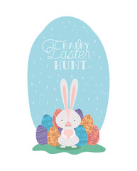 rabbit with easter eggs painted and font in the camp