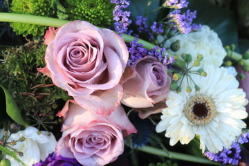 Sympathy wreath in white and purple