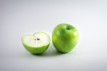 green apples on white background