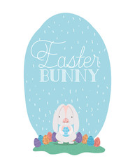 rabbit with easter eggs painted and font in the camp