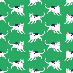Seamless pattern with cute kittens. Creative childish texture. Vector Illustration.