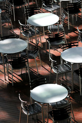 Round table lined in sunny rooms