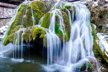 Winter frozen waterfall