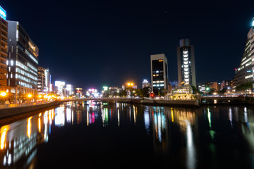 Fototapeta na wymiar 福岡夜景・中州 / Nightscape in Fukuoka, Nakasu