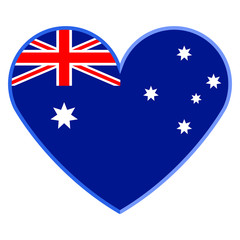 Heart shape with the flag of Australia. Vector illustration design